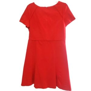 J CREW Short Sleeve Red Flounce Ponte Dress (10)